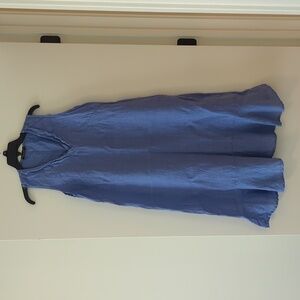 Francesca Bettini V-Neck 100% Linen Midi Dress – Made in Italy – Size S